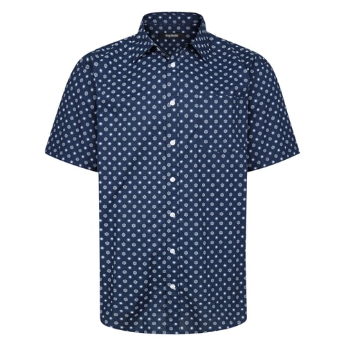 Bigdude Stars Cotton Short Sleeve Shirt Midnight Blue